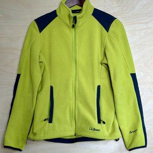L.L. Bean Fleece Jacket Full Zip Neon Green Polartec WindPro Activewear Size XS